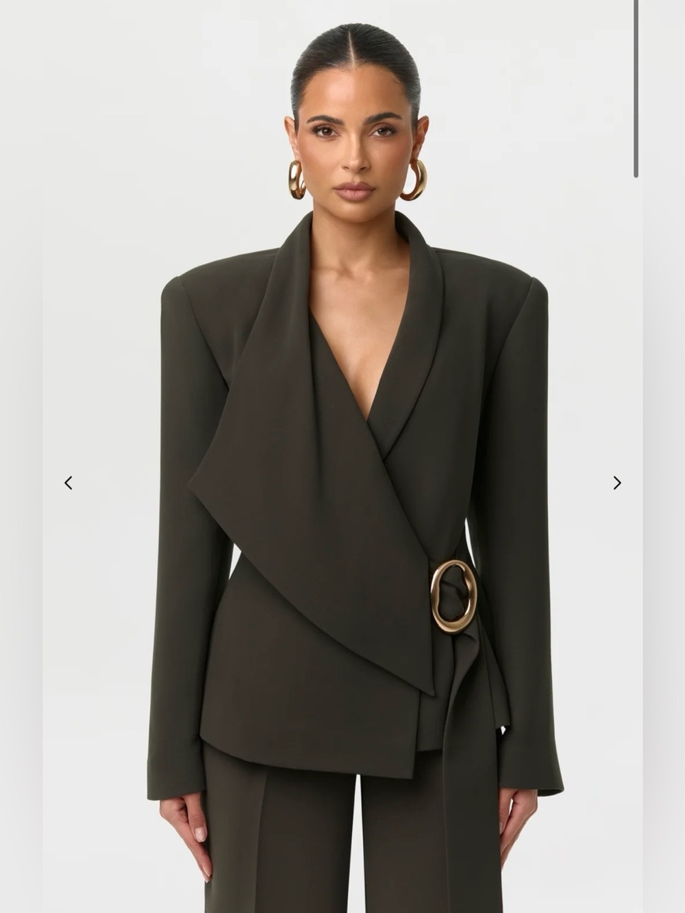 Naked Wardrobe Suiting Asymmetric Wrap Blazer Forest Night